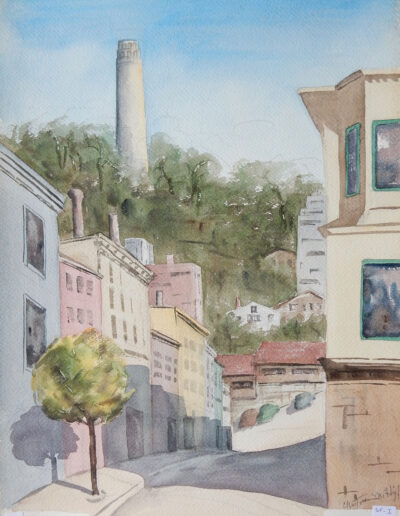 Vintage Watercolor of San Francisco Coit Tower