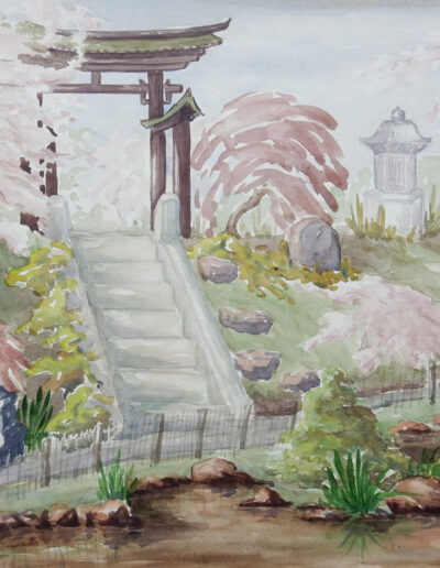 Vintage Watercolor of San Francisco Japanese Tea Garden