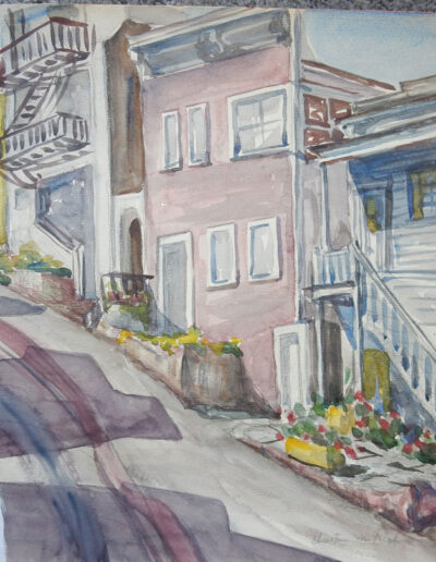 Vintage Watercolor of San Francisco Steep Street