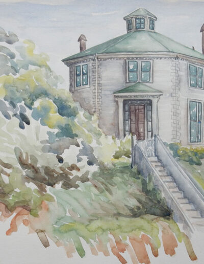 Vintage Watercolor of San Francisco Octogon House