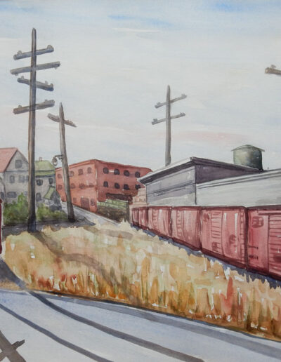 Vintage Watercolor of San Francisco Trains