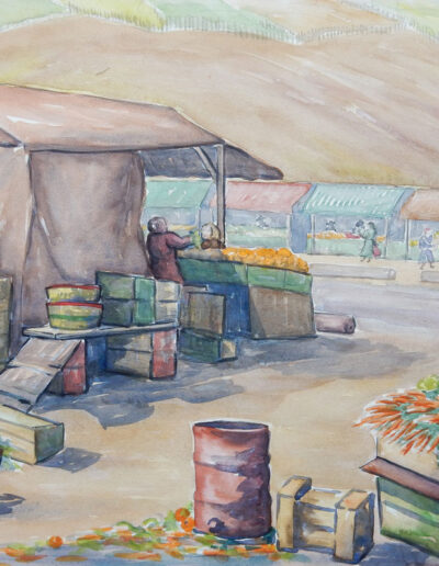 Vintage Watercolor of San Francisco Farmers Market