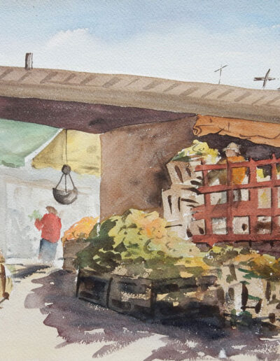 Vintage Watercolor of San Francisco Farmers Market