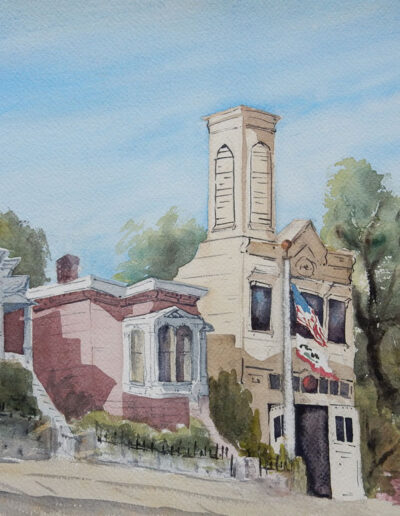 Vintage Watercolor of San Francisco Washington Street Firehouse