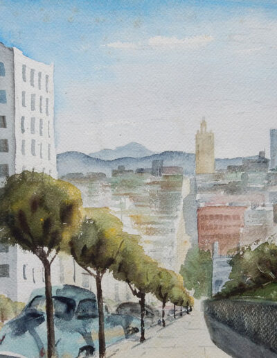 Vintage Watercolor of San Francisco Lafayette Park