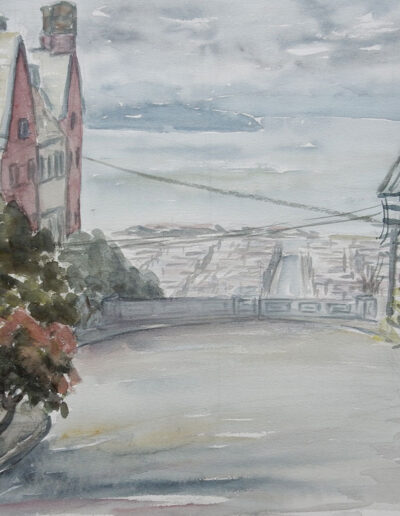 Vintage Watercolor of San Francisco Broderick Street