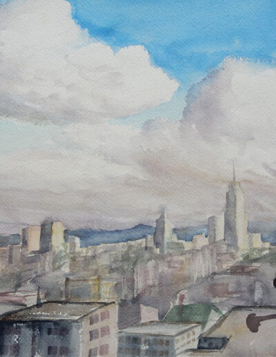 Vintage Watercolor of San Francisco Skyline