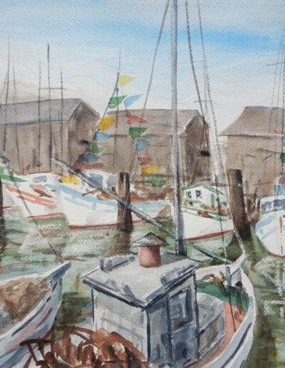 Vintage Watercolor of San Francisco Fishing Boats