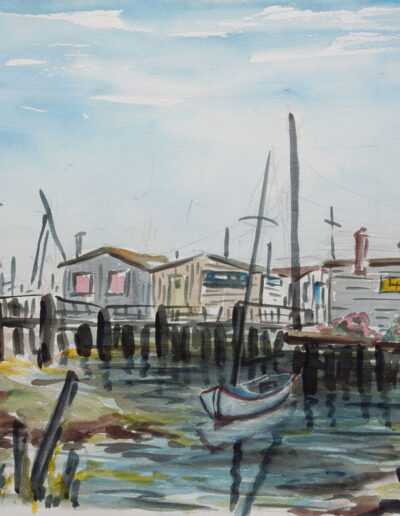 Watercolor of old Sausalito