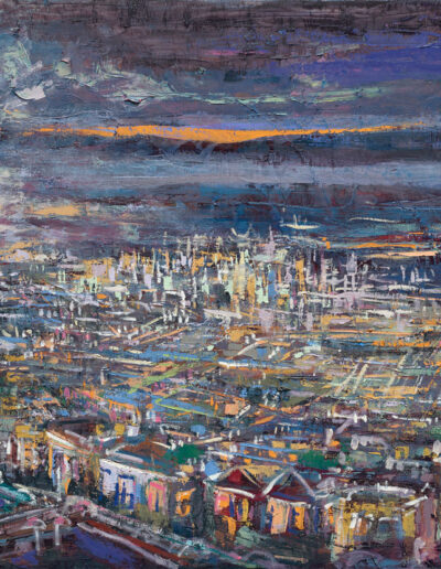 Painterly Oil Painting by Leslie Andelin abstracted view of San Francisco from Liberty Hill