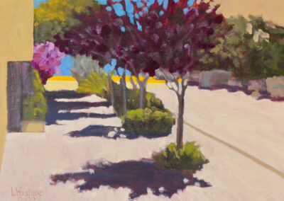 San Francisco Art Painting of Plum Trees on Green Street by Lawrence Kushner