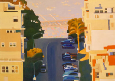 Lawrence Kushner painting #604 titled 'Telegraph Hill Sunset #3' - oil on linen, 40 by 30 inches