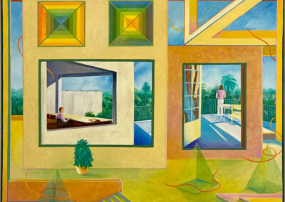 Modern Art Painter William Otton with Hopper painting and Hockney painting