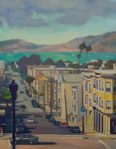 Webster Street San Francisco oil on canvas painting