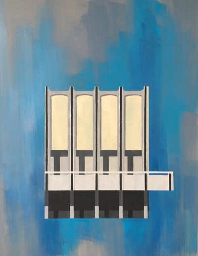 A fragment of the long gone Pereira designed building LACMA Los Angeles California Painting