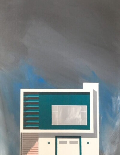 Facade study of a house in the Excelsior, San Francisco painting