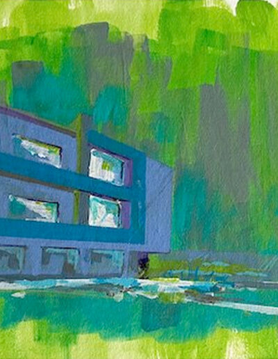 Apartment building on Lupine Street in Laurel Heights, San Francisco. painting