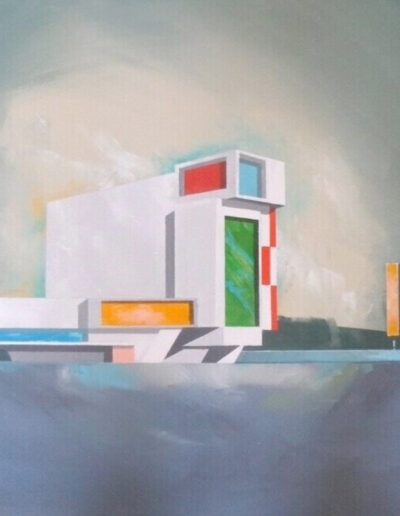 Le Corbusier inspried architecture in the desert. painting